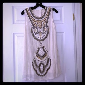 Beaded white free people dress small